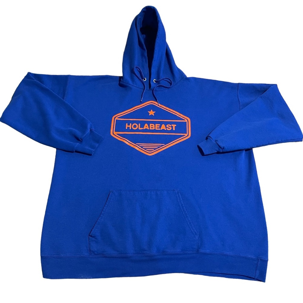 Hanes Hoodie Men XL Blue Sweatshirt Pullover Sweater Graphic Heavyweight Casual‎